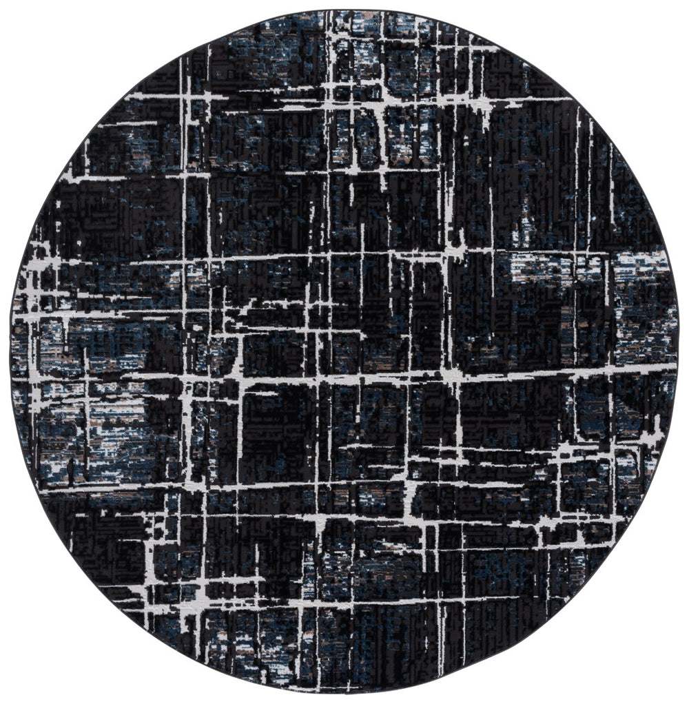 Safavieh Mila Modern Area Rug - Elegant Power Loomed Design For Timeless Home Decor And Comfort Black ,Blue Ivory Polyester Mil292z-8