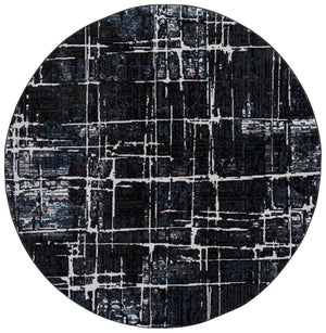 Safavieh Mila Modern Area Rug - Elegant Power Loomed Design For Timeless Home Decor And Comfort Black ,Blue Ivory Polyester Mil292z-8