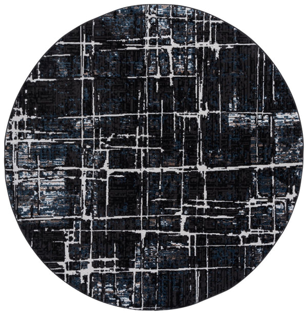 Safavieh Mila Modern Area Rug - Elegant Power Loomed Design For Timeless Home Decor And Comfort Black ,Blue Ivory Polyester Mil292z-8