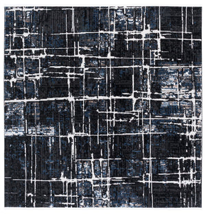 Safavieh Mila Modern Area Rug Runner - Elegant Power Loomed Design For Hallway Or Entryway Sophistication Black ,Blue Ivory Polyester Mil292z-7sq