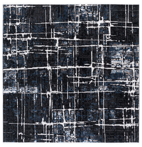 Safavieh Mila Modern Area Rug - Elegant Power Loomed Design For Timeless Home Decor And Comfort Black ,Blue Ivory Polyester Mil292z-8