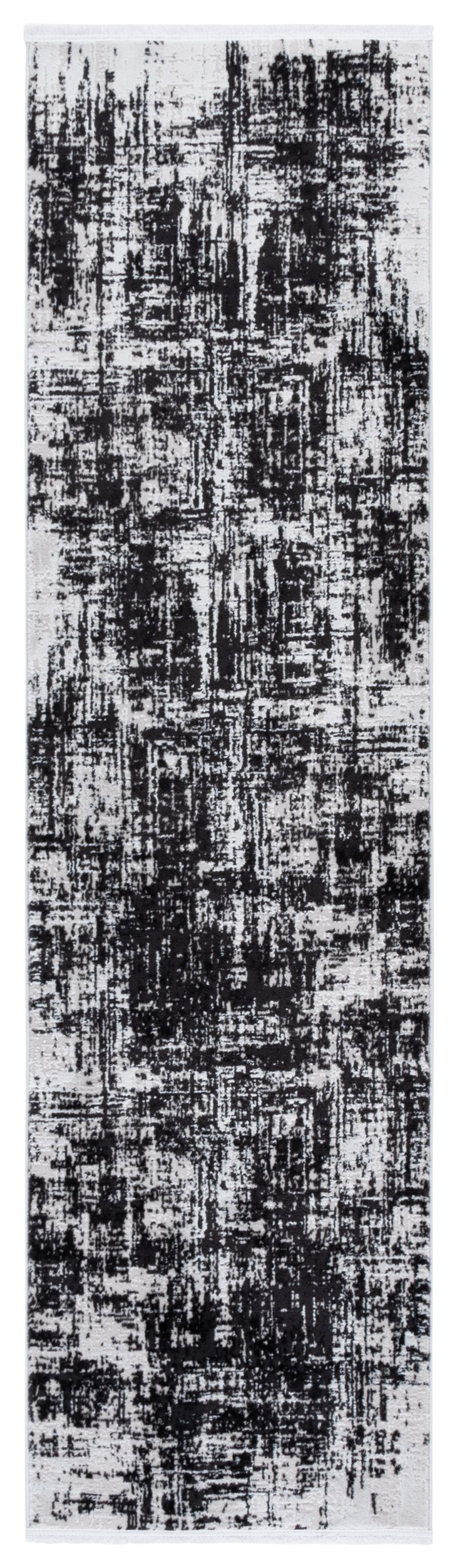 Safavieh Mila Modern Runner Rug - Elegant Turkish Design For Narrow Spaces, Durable Polyester & Minimalist Style Ivory ,Black Polyester Mil294a-7sq