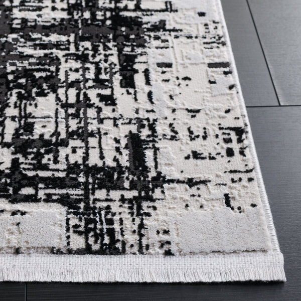 Safavieh Mila Modern Runner Rug - Elegant Turkish Design For Narrow Spaces, Durable Polyester & Minimalist Style Ivory ,Black Polyester Mil294a-5