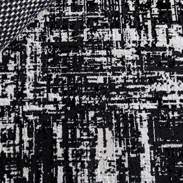 Safavieh Mila Modern Runner Rug - Elegant Turkish Design For Narrow Spaces, Durable Polyester & Minimalist Style Ivory ,Black Polyester Mil294a-5