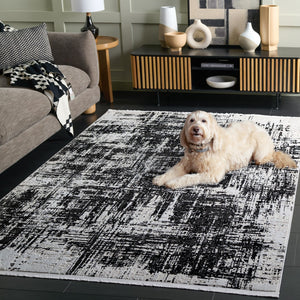Safavieh Mila Elegant Area Rug - Modern Power Loomed Design For Sophisticated Home Decor And Comfort Ivory ,Black Polyester Mil294a-8