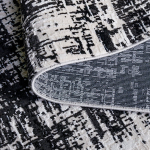 Safavieh Mila Modern Runner Rug - Elegant Turkish Design For Narrow Spaces, Durable Polyester & Minimalist Style Ivory ,Black Polyester Mil294a-5