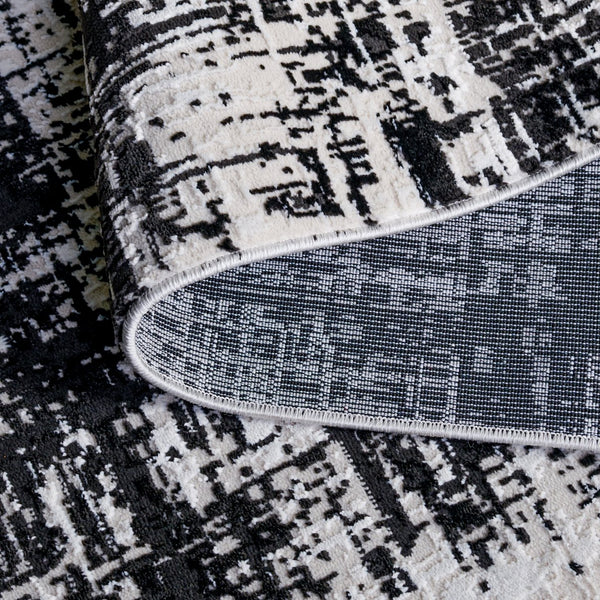 Safavieh Mila Modern Runner Rug - Elegant Turkish Design For Narrow Spaces, Durable Polyester & Minimalist Style Ivory ,Black Polyester Mil294a-5