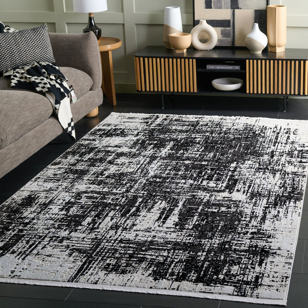 Safavieh Mila Modern Runner Rug - Elegant Turkish Design For Narrow Spaces, Durable Polyester & Minimalist Style Ivory ,Black Polyester Mil294a-5