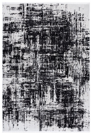 Safavieh Mila Elegant Area Rug - Modern Power Loomed Design For Sophisticated Home Decor And Comfort Ivory ,Black Polyester Mil294a-8
