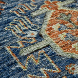 AMER Rugs Milano Effy MIL-30 Hand-Knotted Handmade Raw Handspun New Zealand Wool Traditional Bordered Rug Dark Blue 10' x 14'