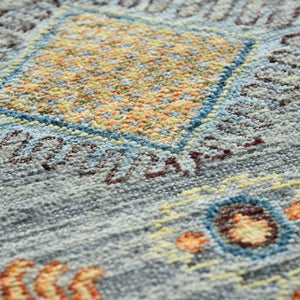 AMER Rugs Milano Effy MIL-39 Hand-Knotted Handmade Raw Handspun New Zealand Wool Traditional Bordered Rug Gray 10' x 14'