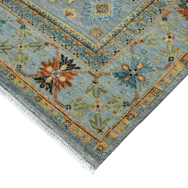 AMER Rugs Milano Effy MIL-39 Hand-Knotted Handmade Raw Handspun New Zealand Wool Traditional Bordered Rug Gray 10' x 14'