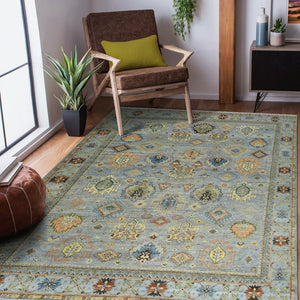 AMER Rugs Milano Effy MIL-39 Hand-Knotted Handmade Raw Handspun New Zealand Wool Traditional Bordered Rug Gray 10' x 14'