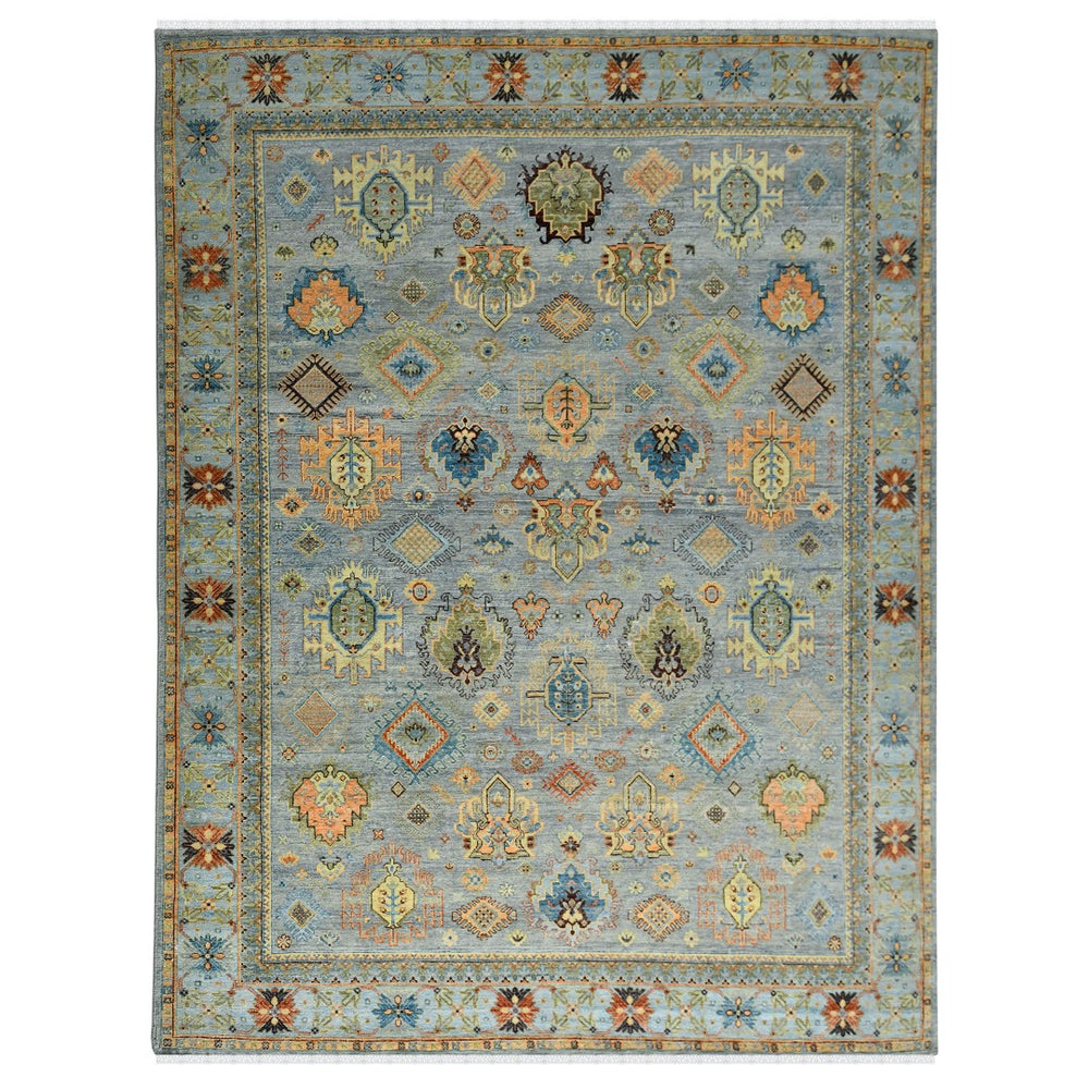 AMER Rugs Milano Effy MIL-39 Hand-Knotted Handmade Raw Handspun New Zealand Wool Traditional Bordered Rug Gray 10' x 14'