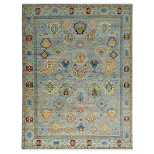 AMER Rugs Milano Effy MIL-39 Hand-Knotted Handmade Raw Handspun New Zealand Wool Traditional Bordered Rug Gray 10' x 14'