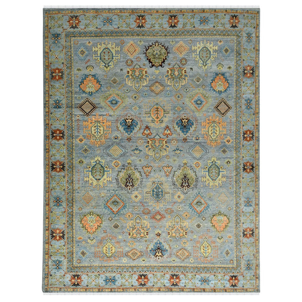 AMER Rugs Milano Effy MIL-39 Hand-Knotted Handmade Raw Handspun New Zealand Wool Traditional Bordered Rug Gray 10' x 14'