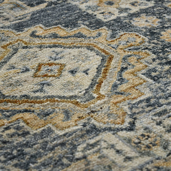 AMER Rugs Milano Frey MIL-40 Hand-Knotted Handmade Raw Handspun New Zealand Wool Traditional Bordered Rug Sea Blue 10' x 14'