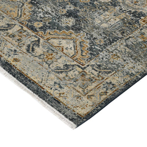 AMER Rugs Milano Frey MIL-40 Hand-Knotted Handmade Raw Handspun New Zealand Wool Traditional Bordered Rug Sea Blue 10' x 14'