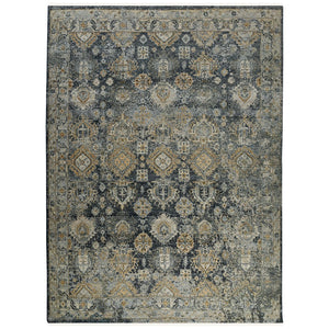 AMER Rugs Milano Frey MIL-40 Hand-Knotted Handmade Raw Handspun New Zealand Wool Traditional Bordered Rug Sea Blue 10' x 14'