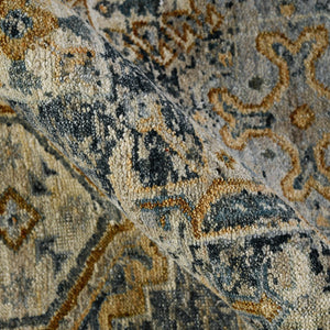 AMER Rugs Milano Frey MIL-40 Hand-Knotted Handmade Raw Handspun New Zealand Wool Traditional Bordered Rug Sea Blue 10' x 14'