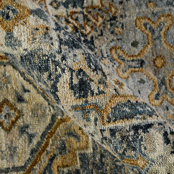 AMER Rugs Milano Frey MIL-40 Hand-Knotted Handmade Raw Handspun New Zealand Wool Traditional Bordered Rug Sea Blue 10' x 14'