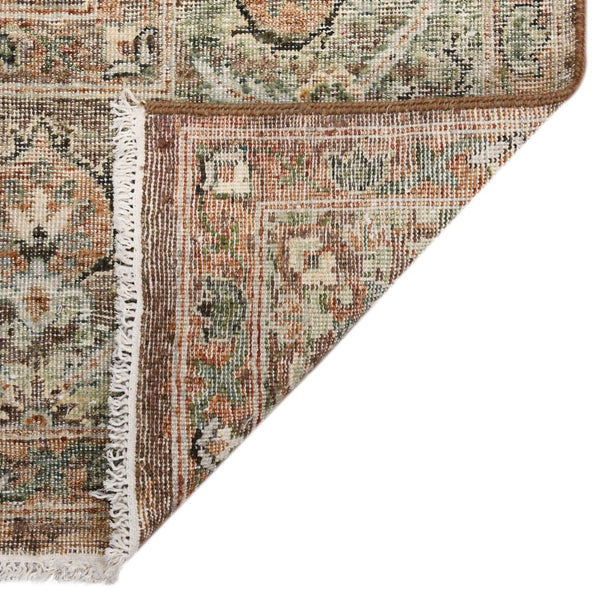 AMER Rugs Milano Brenda MIL-6 Hand-Knotted Handmade Raw Handspun New Zealand Wool Traditional Bordered Rug Orange/Sage 10' x 14'
