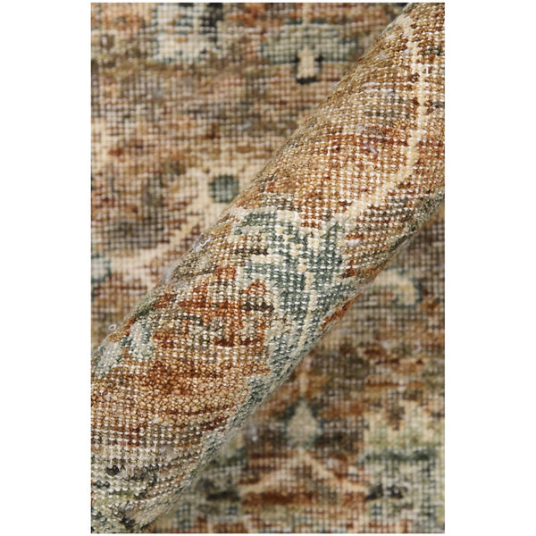 AMER Rugs Milano Brenda MIL-6 Hand-Knotted Handmade Raw Handspun New Zealand Wool Traditional Bordered Rug Orange/Sage 10' x 14'