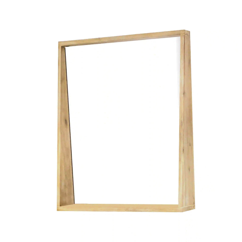 Lh Imports Gia Wall Mirror 28 Inch - Elegant Solid Acacia Frame With Latte Finish For Stunning Home Décor Brown Solid Acacia,Glass Miles Bth06-28