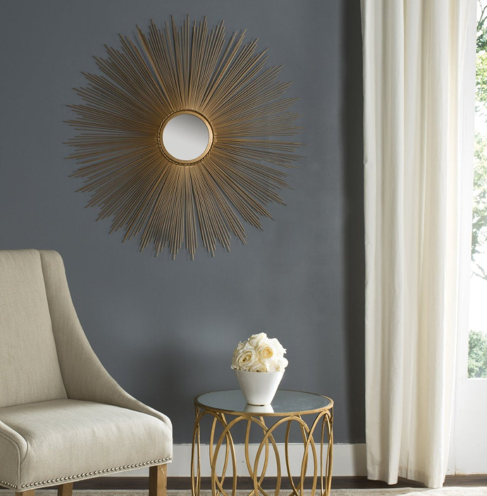 Safavieh SUN Burst Mirror - Oversized Radiant Wall Accent with Sculptural Charm for Modern Interiors Gold MIR3002B