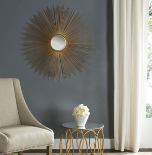 Safavieh SUN Burst Mirror - Oversized Radiant Wall Accent with Sculptural Charm for Modern Interiors Gold MIR3002B
