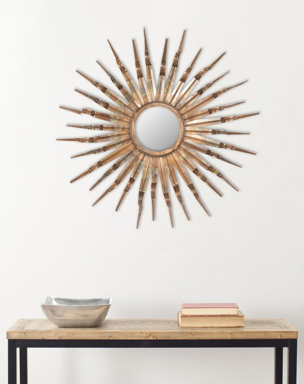 Safavieh 33" Sun Mirror - Elegant Copper Sunburst Design, Perfect for Modern or Traditional Home Decor Accents MIR3006A