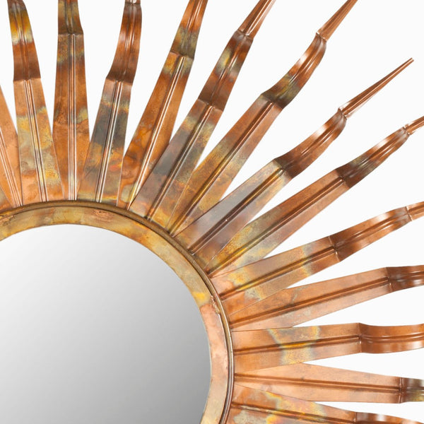 Safavieh SUN, 37-Inch Striking Artisanal Iron and Glass Mirror with Sculpted Sunburst Design for Home Decor Copper MIR3007A