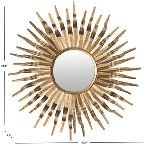 Safavieh SUN, 37-Inch Striking Artisanal Iron and Glass Mirror with Sculpted Sunburst Design for Home Decor Gold MIR3007B