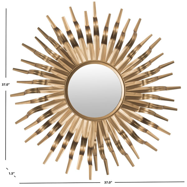 Safavieh SUN, 37-Inch Striking Artisanal Iron and Glass Mirror with Sculpted Sunburst Design for Home Decor Gold MIR3007B