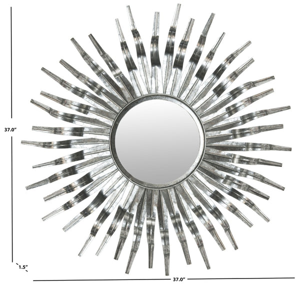 Safavieh SUN, 37-Inch Striking Artisanal Iron and Glass Mirror with Sculpted Sunburst Design for Home Decor Silver MIR3007C