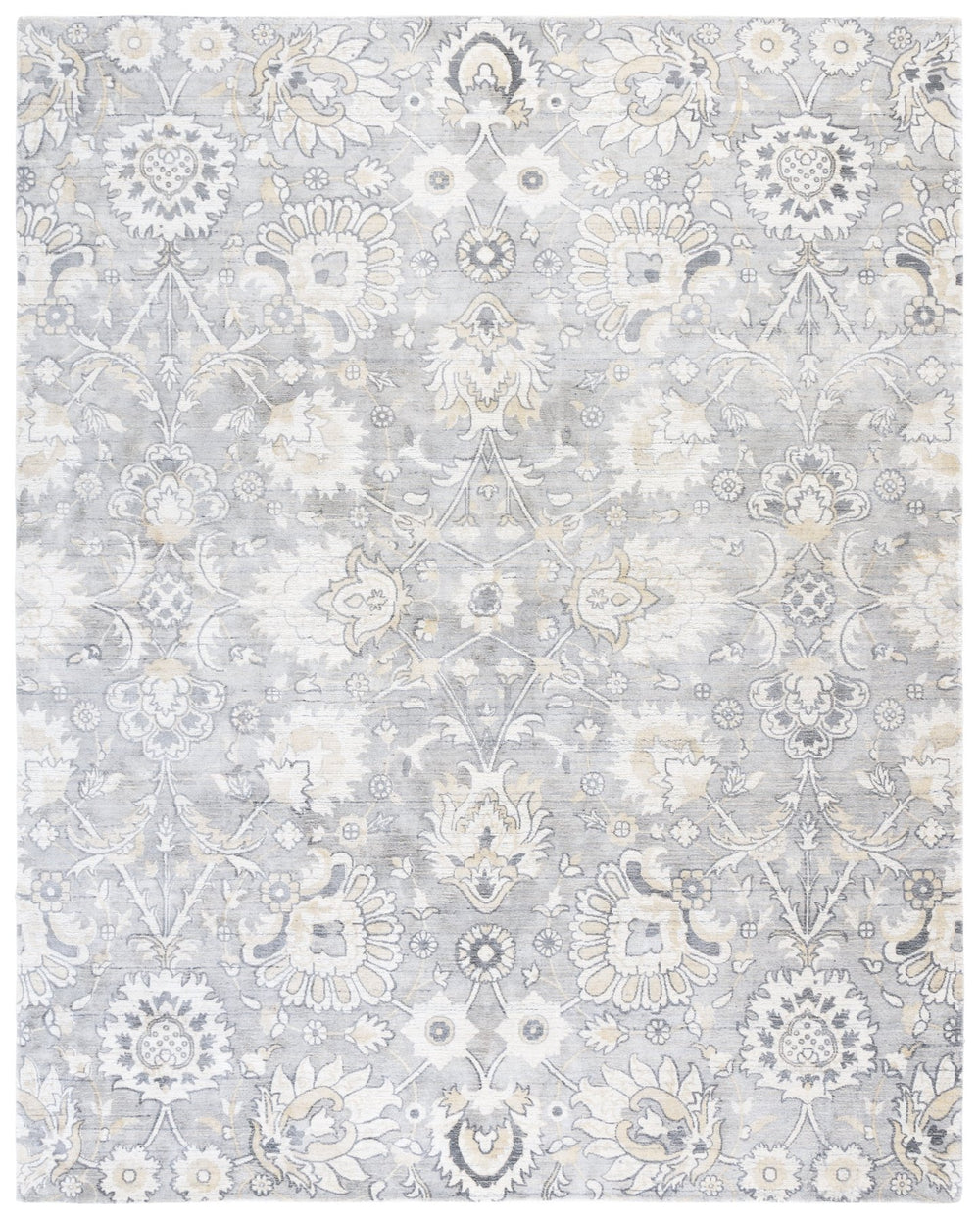 Safavieh Mirage Handwoven Grey Ivory Area Rug — Subtle Floral Transitional Design, Low‑Pile Viscose Wool Cotton Blend 9'-0" x 12'-0" MIR339F-9