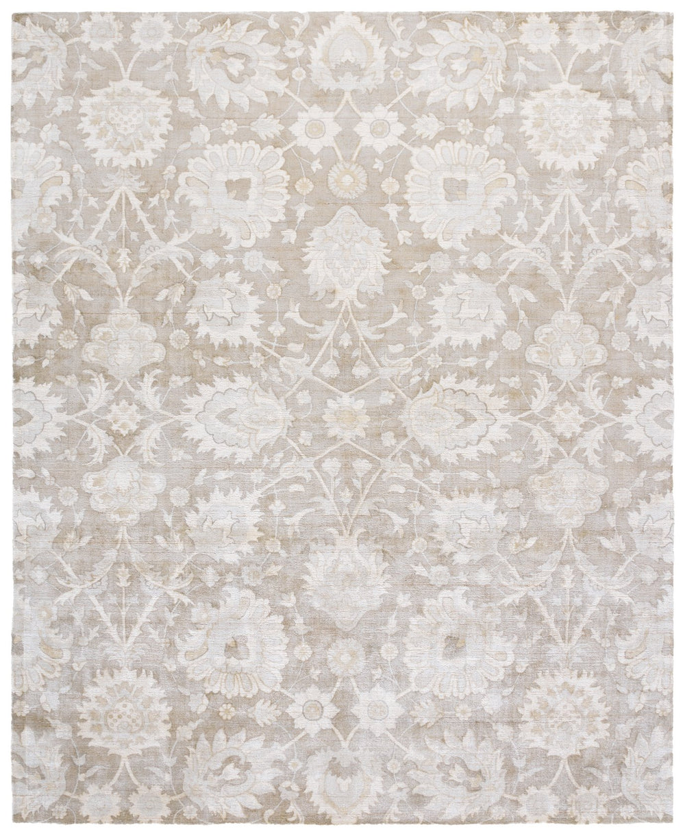 Safavieh Mirage Hand-Woven Brown Beige Area Rug — Transitional Floral Motif, Low-Profile Pile, Luxe Viscose-Wool Blend 8'-0" x 10'-0" MIR339T-8