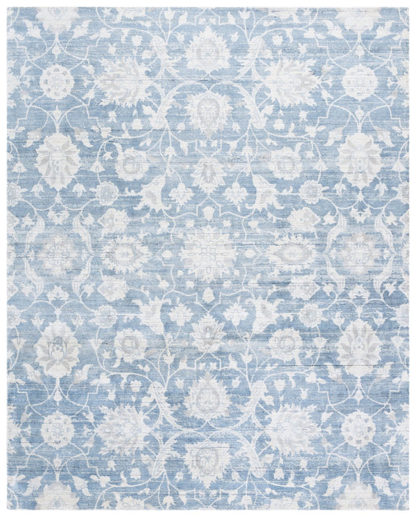 Safavieh Mirage Hand-Woven Blue Beige Floral Area Rug — Soft Viscose-Wool Blend, Low Profile Elegance For Living Rooms 6'-0" x 9'-0" MIR340M-6