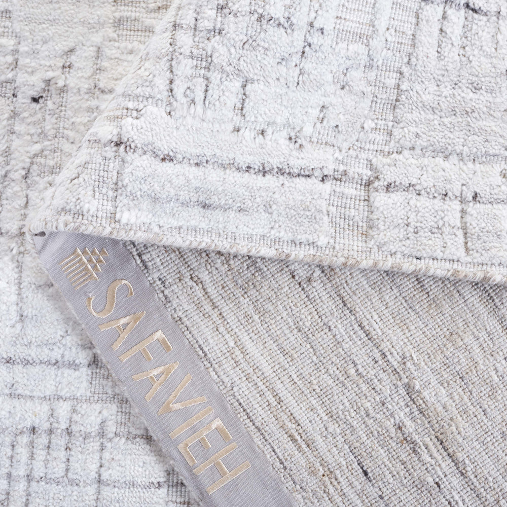 Safavieh Mirage Hand-Loomed 1X1.5 Ft Ivory & Grey Accent Rug — Wool/Bamboo Silk Blend, Low-Profile Texture MIR353A-0116