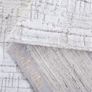 Safavieh Mirage Hand-Loomed 1X1.5 Ft Ivory & Grey Accent Rug — Wool/Bamboo Silk Blend, Low-Profile Texture MIR353A-0116