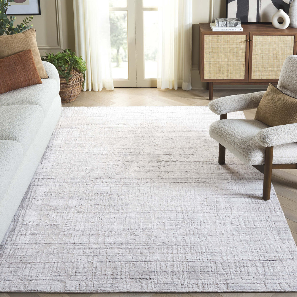 Safavieh Mirage Hand-Loomed 1X1.5 Ft Ivory & Grey Accent Rug — Wool/Bamboo Silk Blend, Low-Profile Texture MIR353A-0116