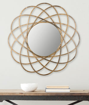 Safavieh GALLAXY, 32-Inch Antique Gold Wall Mirror - Timeless Iron & Glass Design for Elegant Home Decor MIR4005A