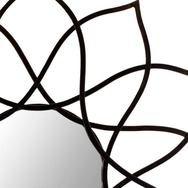 Safavieh 35" Flower Mirror - Elegant Sculptural Design, Matte Black Finish, Perfect for Contemporary Spaces MIR4010A