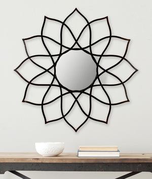 Safavieh 35" Flower Mirror - Elegant Sculptural Design, Matte Black Finish, Perfect for Contemporary Spaces MIR4010A