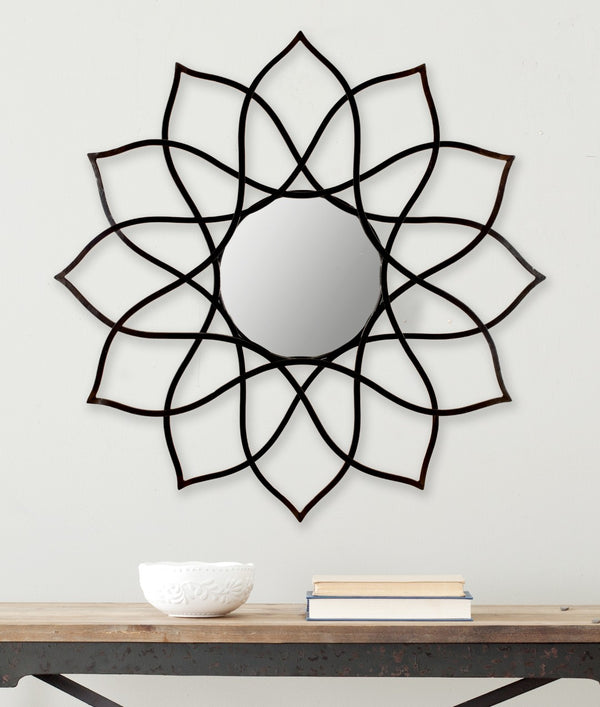 Safavieh 35" Flower Mirror - Elegant Sculptural Design, Matte Black Finish, Perfect for Contemporary Spaces MIR4010A