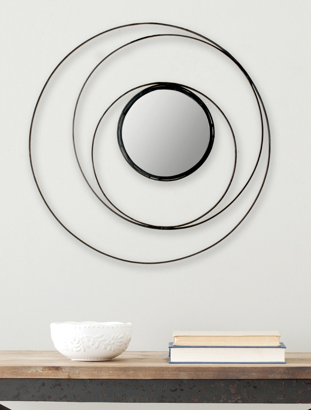 Safavieh 20" Modern 4 Ring Mirror - Sculptural Decor for Light Enhancement, Space Illusion & Stylish Interiors MIR4012A
