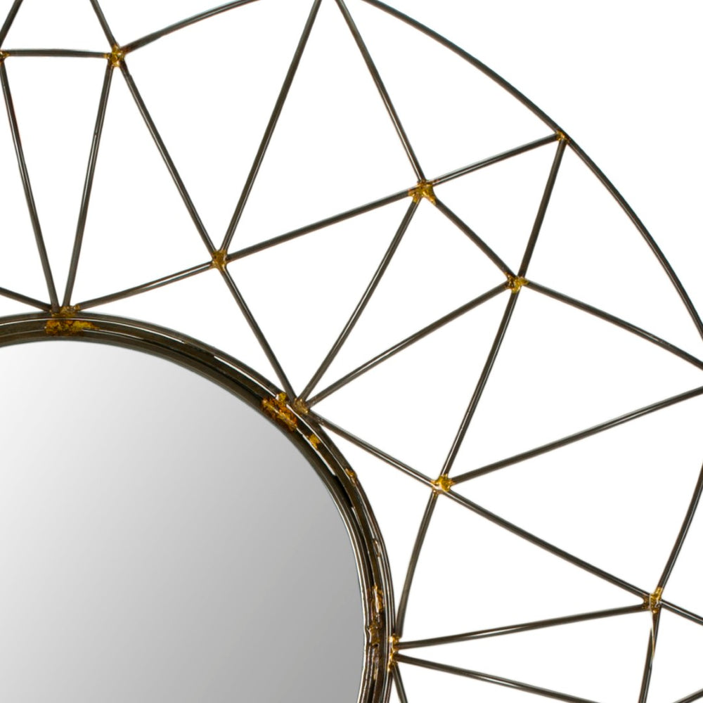 Safavieh 26" Round Wall Mirror - Elegant Bronze Iron Frame, Clear Glass, Perfect for Any Living Space Focal Point MIR4015A