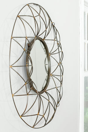 Safavieh 26" Round Wall Mirror - Elegant Bronze Iron Frame, Clear Glass, Perfect for Any Living Space Focal Point MIR4015A