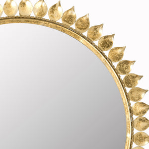 Safavieh LEAF Crown Sunburst Mirror, 26.5" Antique Gold Accent for Elegant Home Décor & Stylish Interiors MIR4025A