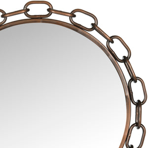 Safavieh ATLANTIS, ATLANTIS 26 Inch Antique Copper Chain Link Mirror - Elegant Iron, Glass & Wood Accent for Home Decor MIR4042A